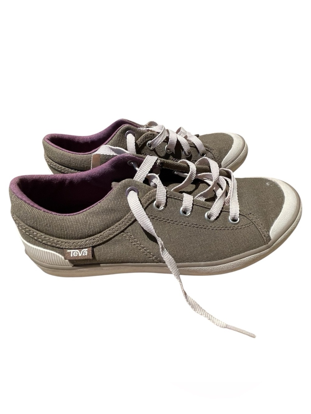 Teva Women's Olive Green Canvas Lace Up Low Top Sneakers Shoes Size 6.5